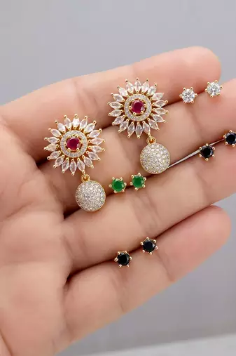 Assorted color 5 in 1 ad stud earrings set