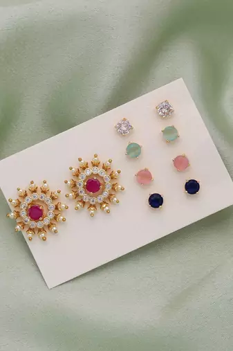 Assorted color 5 in 1 ad stud earrings pack