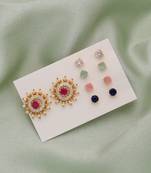 Assorted color 5 in 1 ad stud earrings pack