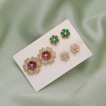 Assorted color 3 in 1 ad stud earrings combo 1
