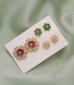 Assorted color 3 in 1 ad stud earrings combo