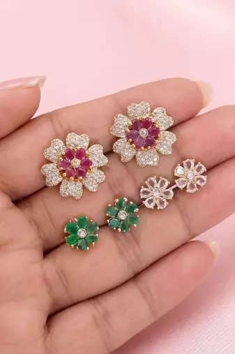 Assorted color 3 in 1 ad stud earrings combo