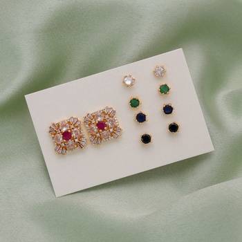 Assorted color 5 in 1 ad stud earrings bundle 1