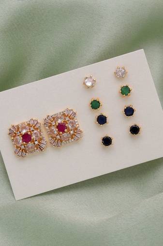 Assorted color 5 in 1 ad stud earrings bundle