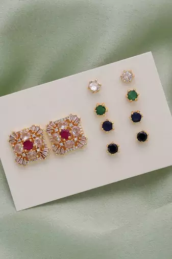 Assorted color 5 in 1 ad stud earrings bundle