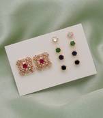 Assorted color 5 in 1 ad stud earrings bundle