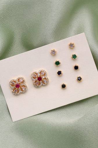 Assorted color 5 in 1 ad stud earrings collection