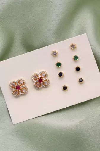 Assorted color 5 in 1 ad stud earrings collection