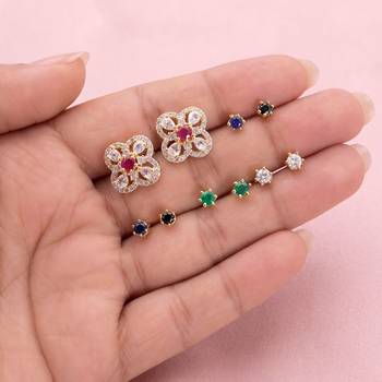 Assorted color 5 in 1 ad stud earrings collection 2