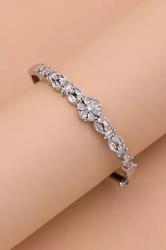 Silver color american diamond bracelet