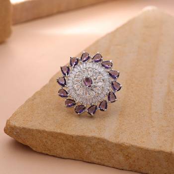 Purple color american diamond ring 1