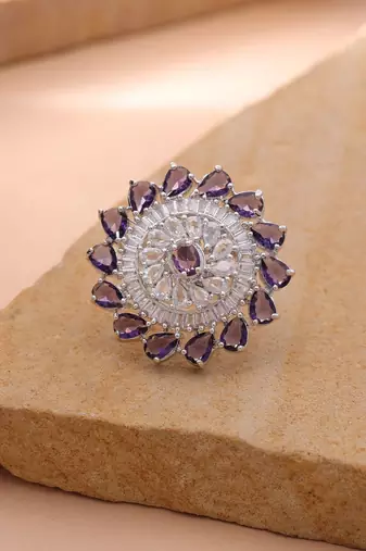Purple color american diamond ring