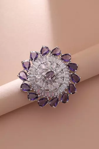 Purple color american diamond ring