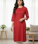 Red printed cotton kurti