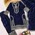 Navyblue velvet embroidered straight kurta pant set with dupatta