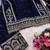 Navyblue velvet embroidered straight kurta pant set with dupatta