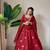 New trendy elegant red embroidered anarkali suit with dupatta