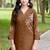 New latest stylish elegant brown embroidered kurti with matching pants co-ord set