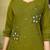 Olive green embroidered cotton co-ord set for women