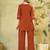 Orange embroidered cotton co-ord set for women