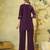 Wine embroidered cotton co-ord set for women