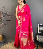 Banarasi pure silk handloom with glod zari saree with blouse