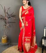 Banarasi pure silk handloom with glod zari saree with blouse