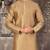 Beige dupion art silk  kurta with pattern work and 8 button churidar