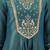 Teal Floral Zari Embroidered A-Line Tissue Kurta Set-2