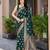 Women's traditional green banarasi saree rich jacquard weaving, gold zari floral jaal design party wear & festive saree