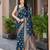 Women's traditional blue banarasi saree rich jacquard weaving, gold zari floral jaal design party wear & festive saree