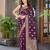Women's traditional wine banarasi saree rich jacquard weaving, gold zari floral jaal design party wear & festive saree