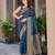 Women's premium blue banarasi silk blend saree with heavy zari weaving and designer pallu | ethnic wedding saree