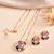 Multicolor square pendant chain with pink stone – gold finish statement pendant chain for women