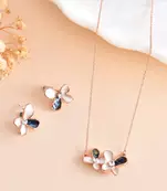 Butterfly pendant/chain set with crystal & enamel detailing