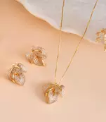 Gold leaf pendant chain with crystal detailing