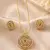 Golden spiral stone pendan with matching earrings for women
