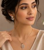 Premium designer pendant chain set with gold polish finish