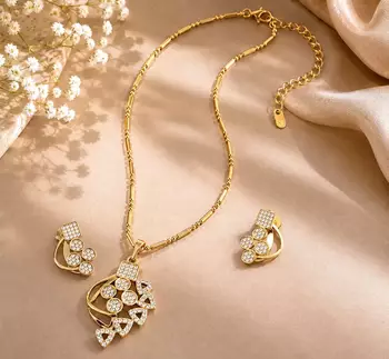 Premium designer pendant chain set with gold polish finish 3