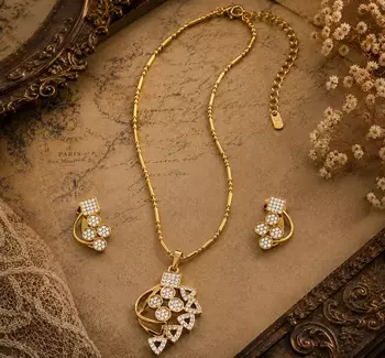 Premium designer pendant chain set with gold polish finish 4
