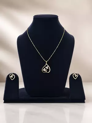 Premium gold plated heart shape pendant chain set for women 4
