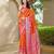 Women's ethnic banarasi silk blend saree | orange color with pink border for festive & bridal functions