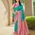 Women's ethnic banarasi silk blend saree | rama green color with pink border for festive & bridal functions
