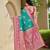 Women's ethnic banarasi silk blend saree | rama green color with pink border for festive & bridal functions
