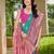 Women's ethnic banarasi silk blend saree | rama green color with pink border for festive & bridal functions
