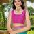 Women's ethnic banarasi silk blend saree | rama green color with pink border for festive & bridal functions