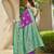 Women's ethnic banarasi silk blend saree | purple color with turquoise border for festive & bridal functions