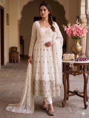  off-white anarkali suit for wedding 2