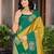 Designer banarasi mustard silk saree elegant gold zari work with contrast green border wedding party wear saree