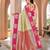Designer banarasi cream silk saree elegant gold zari work with contrast pink border wedding reception party wear saree
